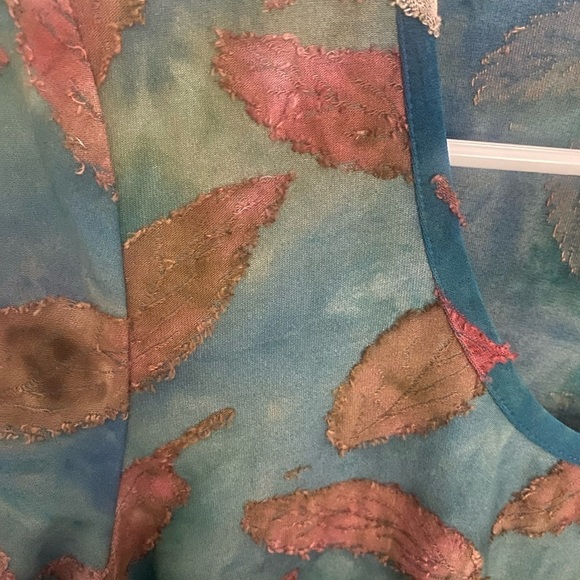 Soft Surroundings Watercolor Textured Leaves Long Sleeve Tunic Size Small‎ EUC - Picture 4 of 5